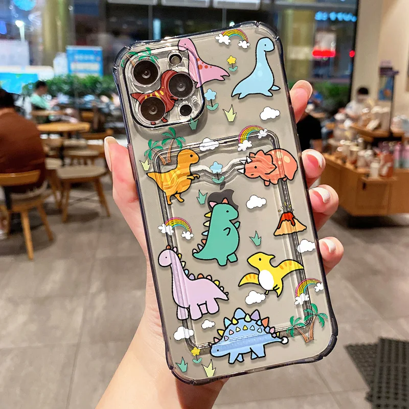 S2aa1016ff5ac4957b7fd939845008f4aB.webp Cute Dinosaur Silicone Phone Case For iPhone 15 13 17 11 12 14 16 Pro Max 7 8 Plus XR XS SE 2020 Card Slot Bag Holder Soft Cover