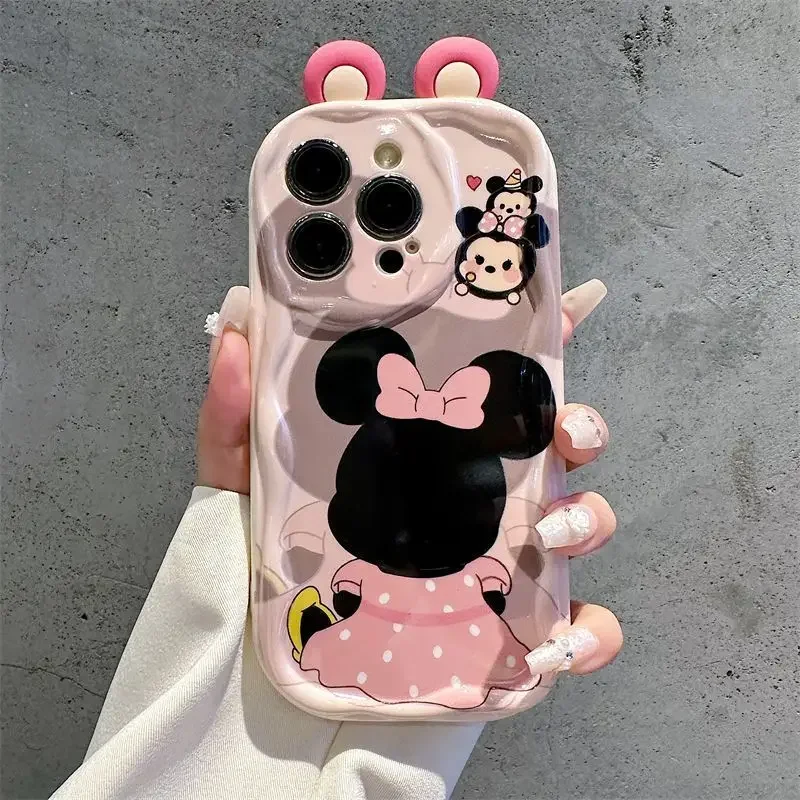 S2affc74cfa3844ffb7a1ababade610c7X.webp 3D Ears Miki Winni Mini Mouse Case For iPhone 11 15 14 16 Pro Max 12 13 Mini 6 7 8 Plus cover 3D Cute
