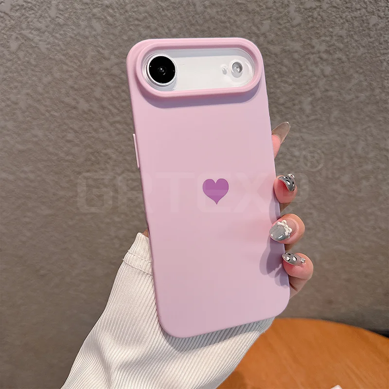 S2bea15a713f348fa9611e8d8d1b17679C.webp Matte Candy Color Love Heart Silicone TPU Soft Case For Iphone 17 Pro 17 Promax 17 Air Solid Color Frosted Shell 