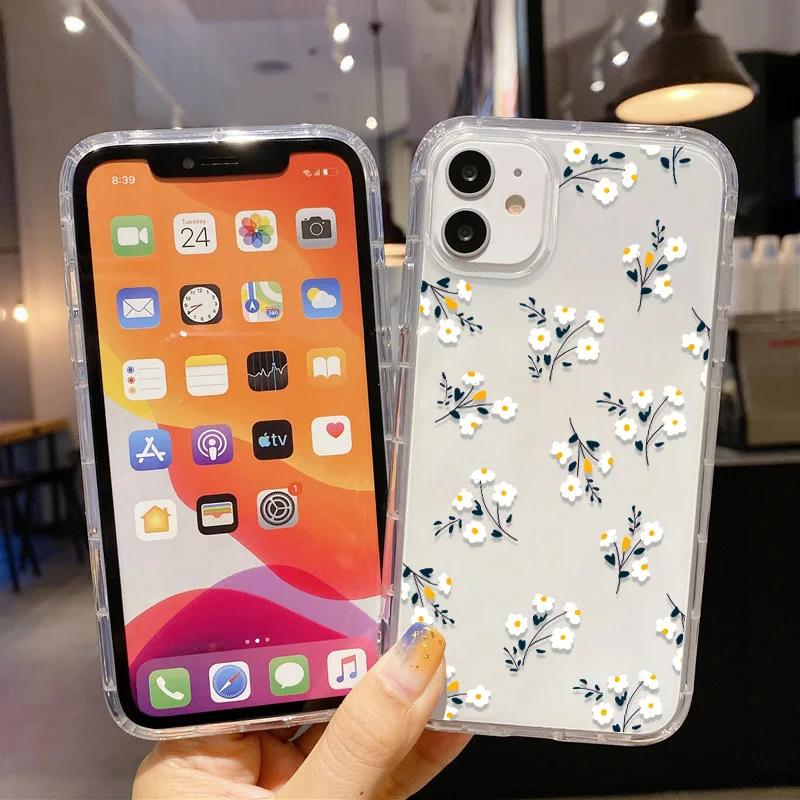 Flower Phone Case For iPhone 13 Case iPhone 16 11 12 17 14 15 Pro Max 12 13 Mini 7 8 Plus XR XS X SE Shockproof Clear Soft Cover