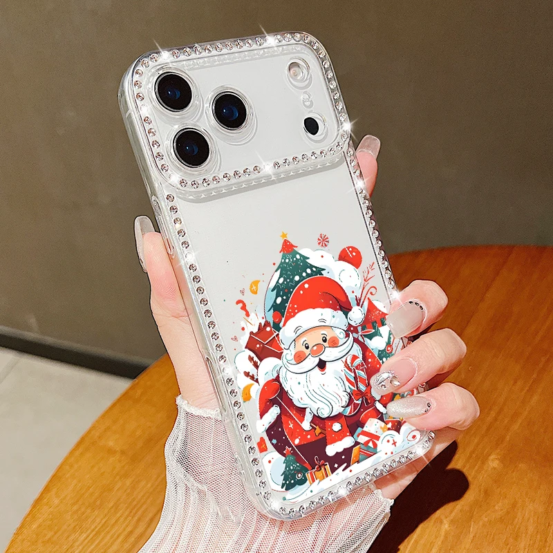 S2c2dd2424720498a89c362fd4605e02cQ.webp For iPhone 17 Pro Max Case Christmas Elk Santa Claus Diamond Cover For iPhone 13 14 15 12 11 16e 17 Air Funda iPhone 16 Pro Max
