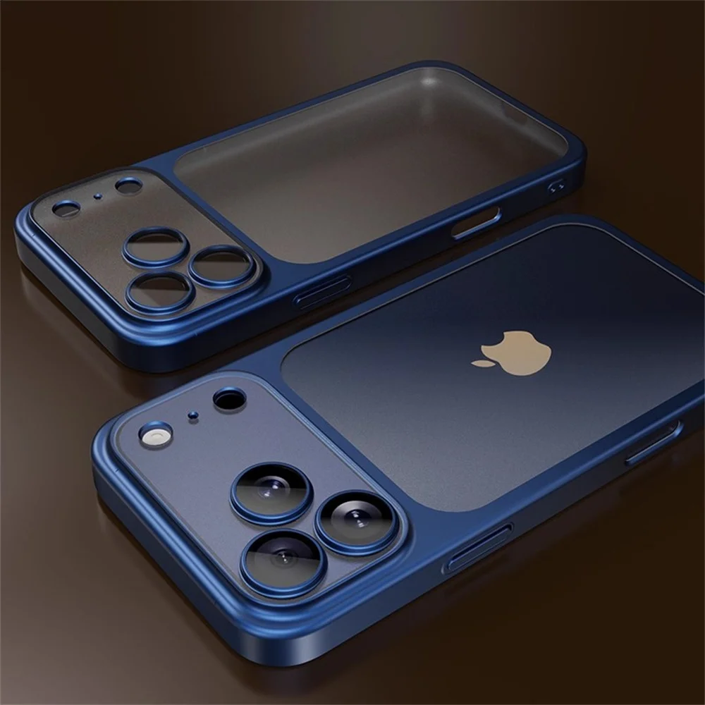 S2f233ae1d78641a695dd0a0d1de25ba82.webp Luxury Original Matte Clear Frosted Phone Case For iPhone 17 16 15 Pro Max Lens Protection Solid Color Frame Shockproof Cover