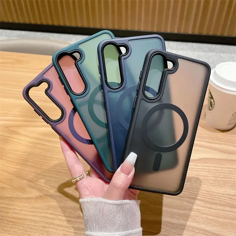 S2f4a94b9162246438ed6da0aec585ac68.webp Luxury New Matte Translucent Business Phone Case for Samsung Galaxy S25 S24 Ultra S23 S22 Plus S20 S21 FE Magsafe Magnetic Cover