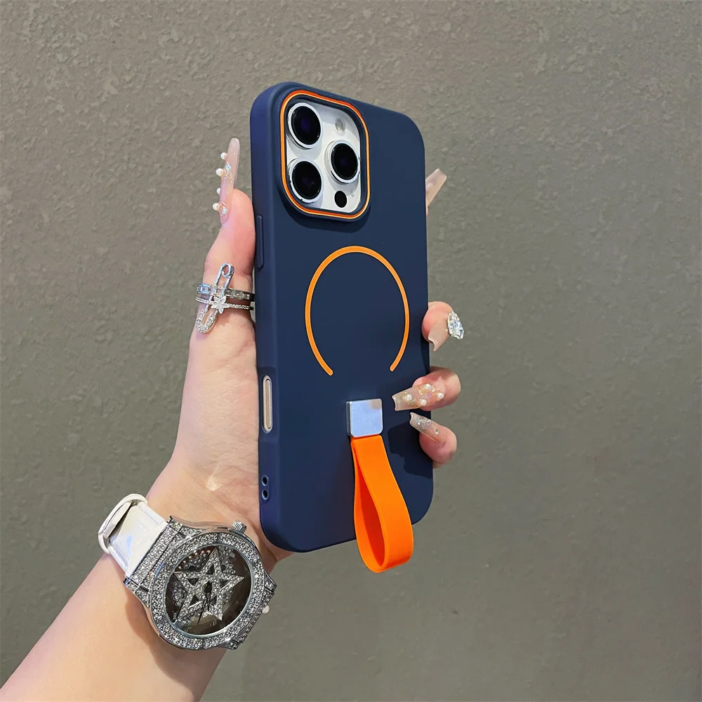 S301458731e3f440387dadd556d2c389fe.webp For MagSafe Magnetic Phone Grip with Silicone Finger Strap Case For iPhone 17 Air 16 Pro Max 15 14 Plus 13 12 11 Soft Cover
