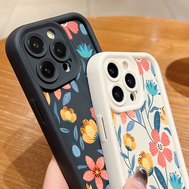 S30c6d8dc1c88402289ad08c6a57814c4Y-1.webp Colorful Flowers Silicone Case For iPhone 17 16e 15 16 Pro Max 14 13 12 11 Pro Max Air Shockproof Bumper Soft TPU Phone Cover