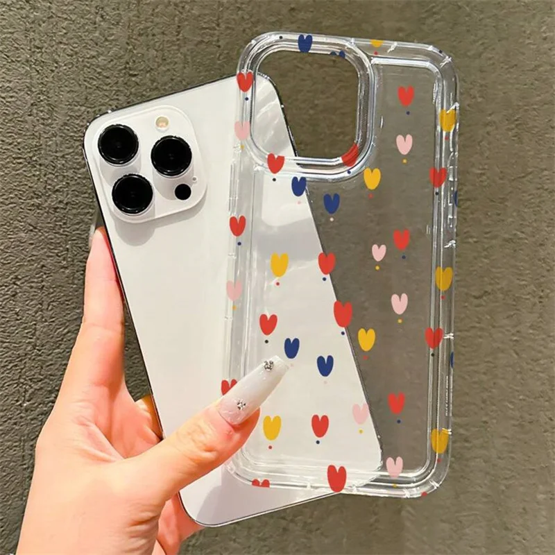 Love Heart Soft Clear Phone Case For iPhone 17 16 16e 15 14 Pro Max 11 13 Mini 12 16 Plus 17 Air Anti-fall Shockproof Cover