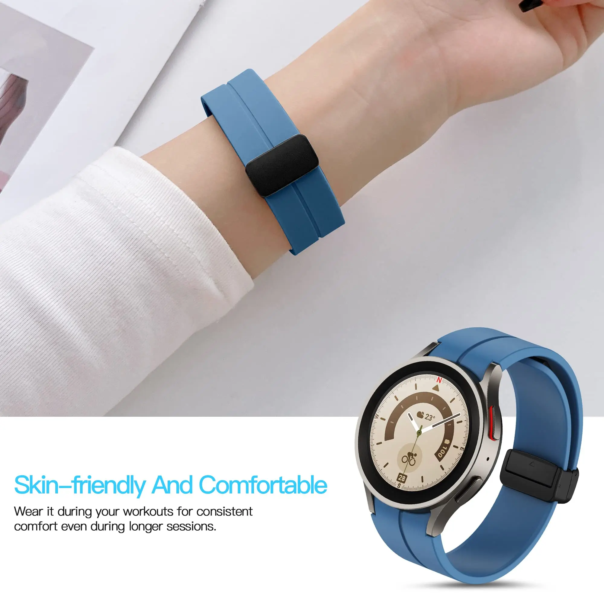 S32750092055f4ea0b9c7db4c6b7059dcz-2.webp Original Silicone Band For Samsung Galaxy Watch 7 6 5 4 FE 44mm 40mm/5 pro 45mm Magnetic Bracelet watch6 Classic 43mm 47mm strap