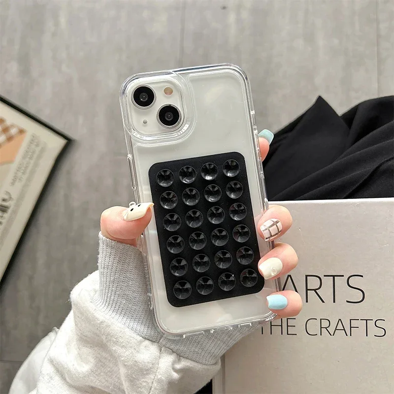 S338990b944594440ad66f71809f991c8j.webp 3D Suction Cup Airbag Phone Case For iPhone 17 16 15 14 13 12 11 Pro Max XR X XS 7 8 Plus SE Transparent Shockproof Bumper Cover