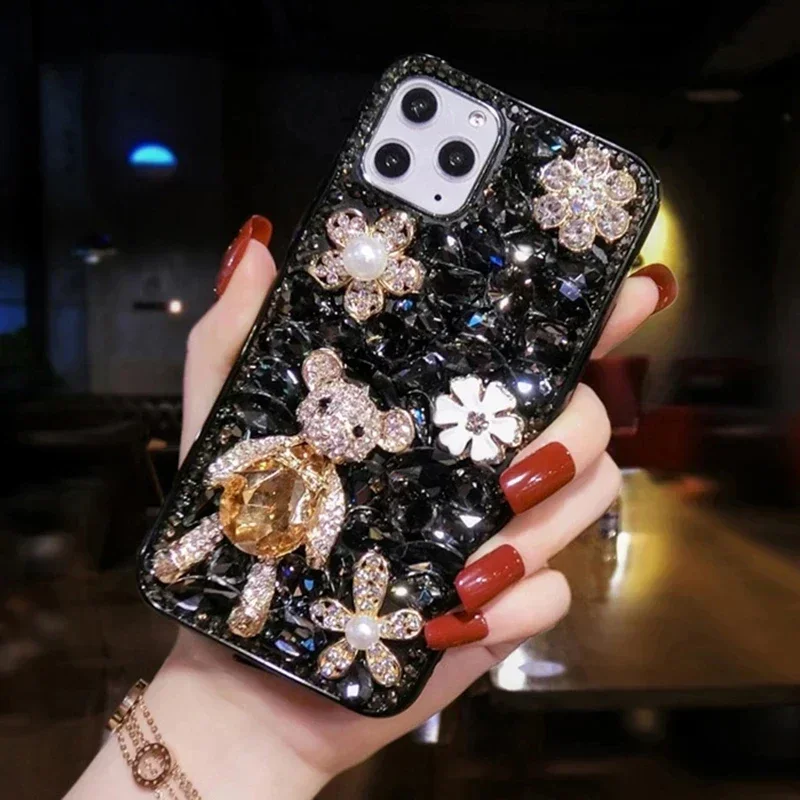 S33d476ee25bd4da2b1580591074578a75.webp Luxury Cute Bear Diamond Rhinestone Phone Case Bling Glitter Cover for iPhone 16 15 14 13 12 11 Pro 17 Air Gift for Women