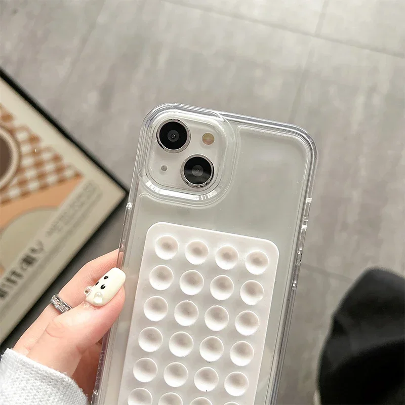 S346bec87741644d8ad10765fdebc22d8x.webp 3D Suction Cup Airbag Phone Case For iPhone 17 16 15 14 13 12 11 Pro Max XR X XS 7 8 Plus SE Transparent Shockproof Bumper Cover