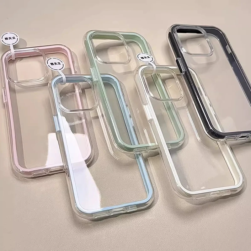 S35d2ae4c75d14305bca14e3d48ef1c5bs.webp Luxury Transparent Candy Color Phone Case For iPhone 17 Air 11 12 13 14 15 16 17 Pro Max Plus Shockproof Soft Bumper Cover
