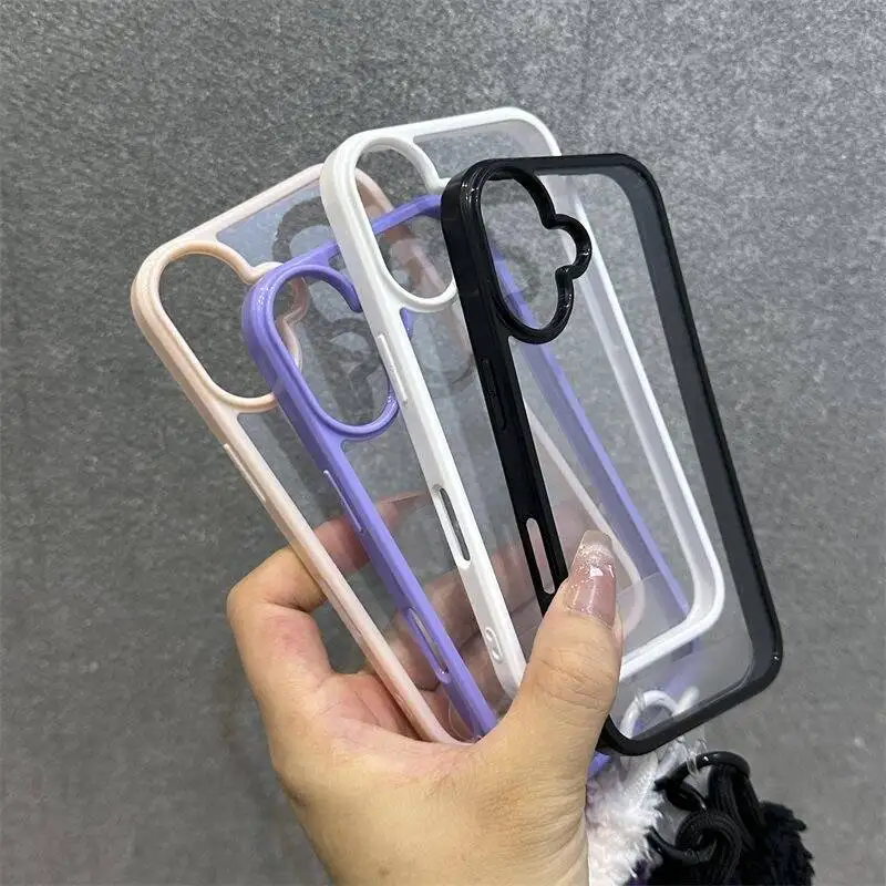 Luxury Candy Color Bumper Phone Case For iPhone 17 16 15 14 13 Mini 12 11 Pro Max XR XS X 7 8 Plus Transparent Shockproof Cover