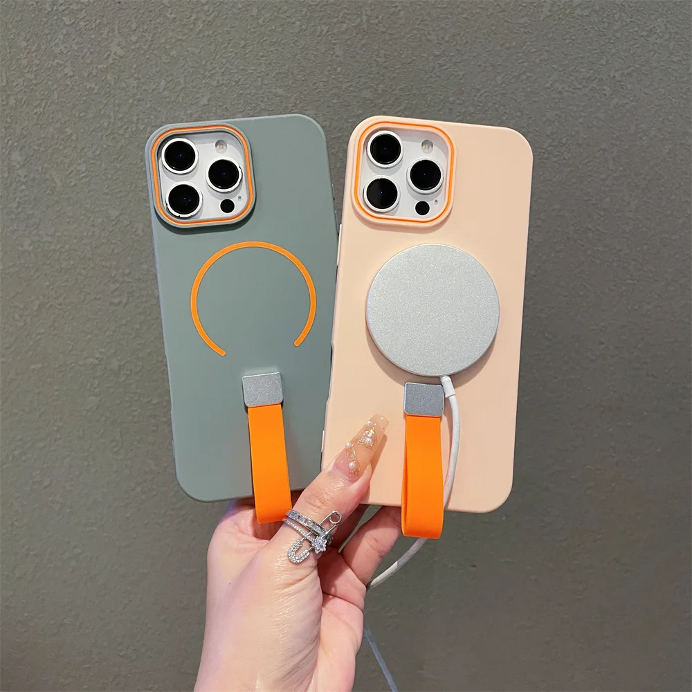 S3651e8e00d9841538587b4783d2a8a32B.webp For MagSafe Magnetic Phone Grip with Silicone Finger Strap Case For iPhone 17 Air 16 Pro Max 15 14 Plus 13 12 11 Soft Cover