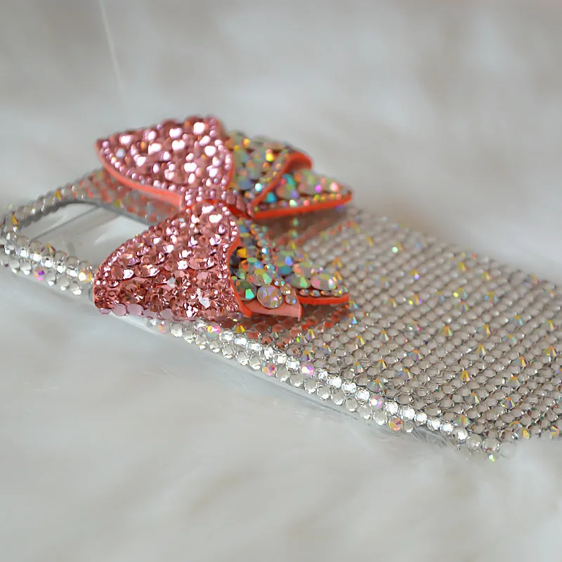 Cute Crystal Diamond Bow Strap Phone Case For iPhone 16 15 13 14 17 Pro Plus Samsung Galaxy S24 S22 S25 S21 S23 FE Ultra Note 20
