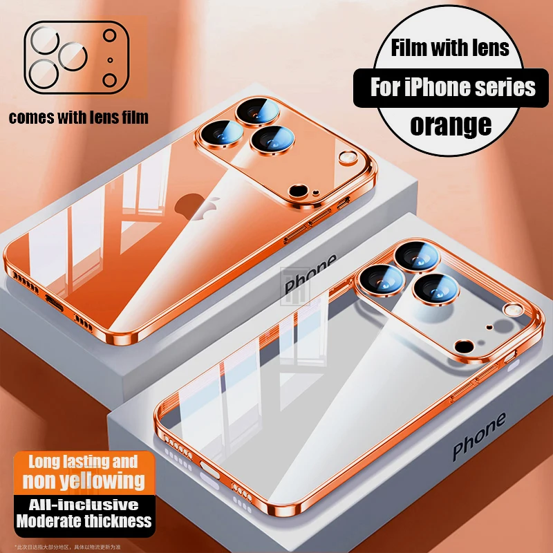 S36fbe93b514f42bdb385a7a9e5440a8bG.webp New Full Lens Protect Ultra Thin Transparent TPU Plating Case for iPhone 17 Air 16 15 14 13 12 11 Pro Max Plus Soft HD Cover