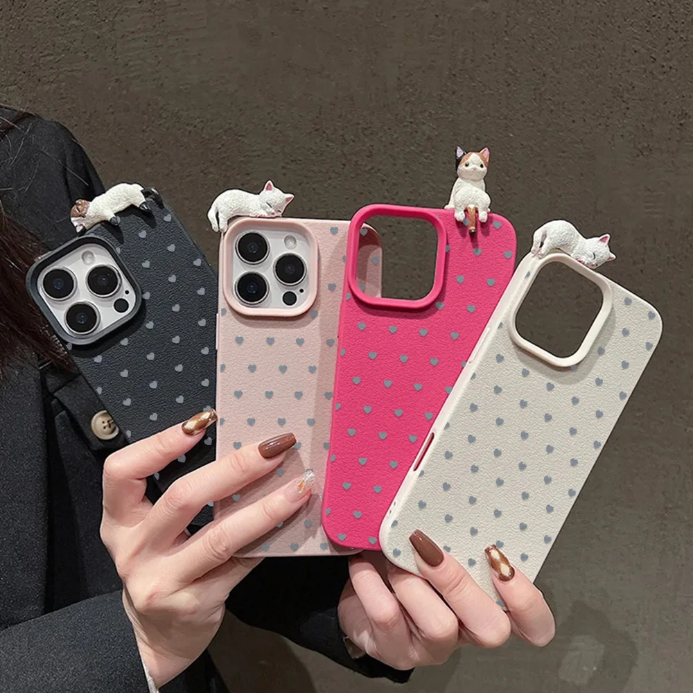 S37967eee35f3469fafac618550b2f0817-2.webp Love Heart Phone Case For iPhone 17 Pro Case iPhone 13 16 14 11 12 15 Pro Max 17 Air Plus 3D Cat Lychee Pattern Leather Cover