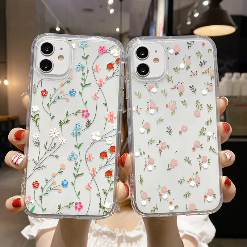 Flower Phone Case For iPhone 13 Case iPhone 16 11 12 17 14 15 Pro Max 12 13 Mini 7 8 Plus XR XS X SE Shockproof Clear Soft Cover