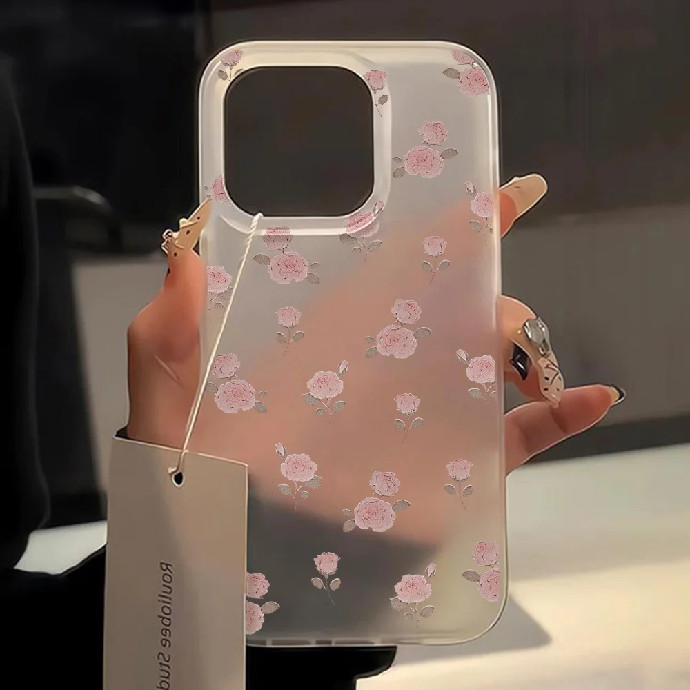 Cute Flower Love Heart Phone Case For iPhone 15 Case iPhone 13 16 12 14 11 17 Pro Max 13 Mini Shockproof Clear Cover Soft Funda