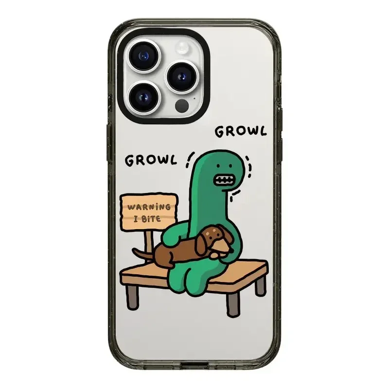 Cartoon Dinosaur Black Border 2.0 Acrylic Phone Case Cover for IPhone 12 13 14 15 16 17 Pro Max Case