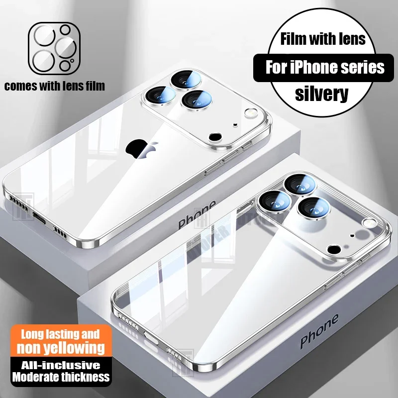 S39ccecfcd32545c49c165ef266a7cfabX.webp New Orange Ultrathin 17 Phone Case for iPhone 17 Air 16 15 14 13 12 11 Pro Max Plus Clear Plating Soft TPU Lens Protect Cover