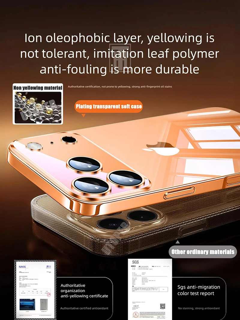 S39eb0bb9fd6b4cf3b476b20dec9cae4cQ.webp New Full Lens Protect Ultra Thin Transparent TPU Plating Case for iPhone 17 Air 16 15 14 13 12 11 Pro Max Plus Soft HD Cover