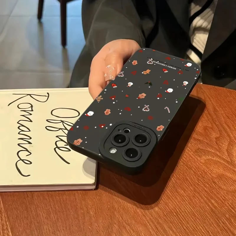 Cute Christmas Pattern Phone Case For iPhone 11 12 13 14 15 16 17 Pro Max 17 Air 16E XS X XR 7 8 Plus SE Shockproof Soft Cover