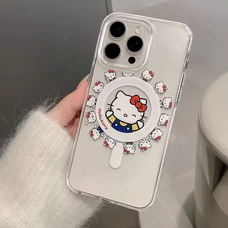 Cartoon Kitty Cat Magsafe Magnetic Phone Case for Iphone 17 Air 16 Pro Max 16E 11 12 13 14 15 Pro Max Mini Plus Cover