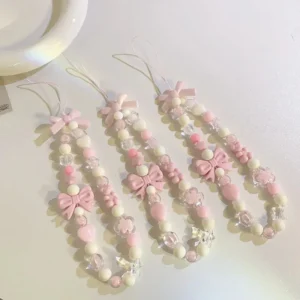 S3b7006915a67442084d6c1accff3da82v.webp Pink Bowknot Bear Star Flower Cellphone Lanyard Phone Chains For Women Girls Sweet Pearl Phone Charm Strap Anti-lost Accessories