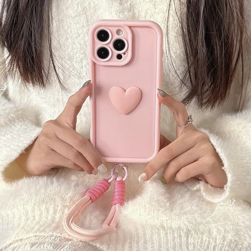 S3b9f4cbdf98543a9a1fd8e6e6405eae5P-1.webp 3D Pink Love Heart Silicone Soft Phone Case For iPhone 17 16 15 14 13 12 11 Pro Max XS XR X 7 8 Plus SE With Lanyard Rope Cover