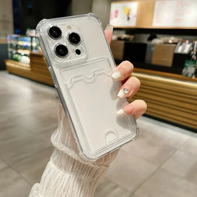S3cc4ff5ddf474e8bb4d9bbcd650c4682p.webp Transparent Card Holder Bag Case For iPhone 17 16 15 14 Plus 13 12 11 Pro Max Slot Wallet Back Cover For iPhone Shockproof Case