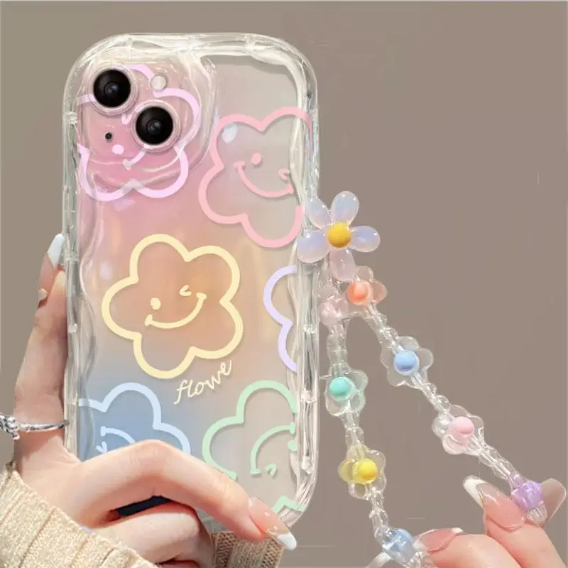 S3d1c896cecc843f98c5d31557622bf31M.webp Phone Case For iPhone 17 16 15 Pro Max 14 11 13 12 Mini Plus 16E 17 Air IPhone17 Back Cover Flower Bracelet Wrist Chain Strap