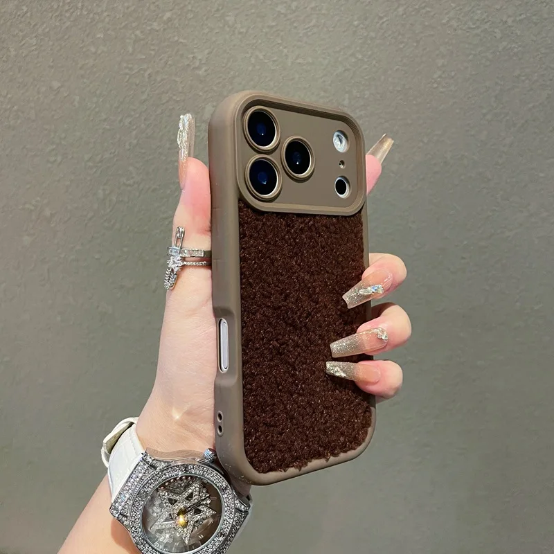 S3d284a36c6b243b281ec052951e605aep-2.webp Cute Fluffy Phone Case For iPhone 17 11 12 13 14 15 Pro Max 16 Plus XR XS Max Plush Solid Color Cover Soft Plush Coque