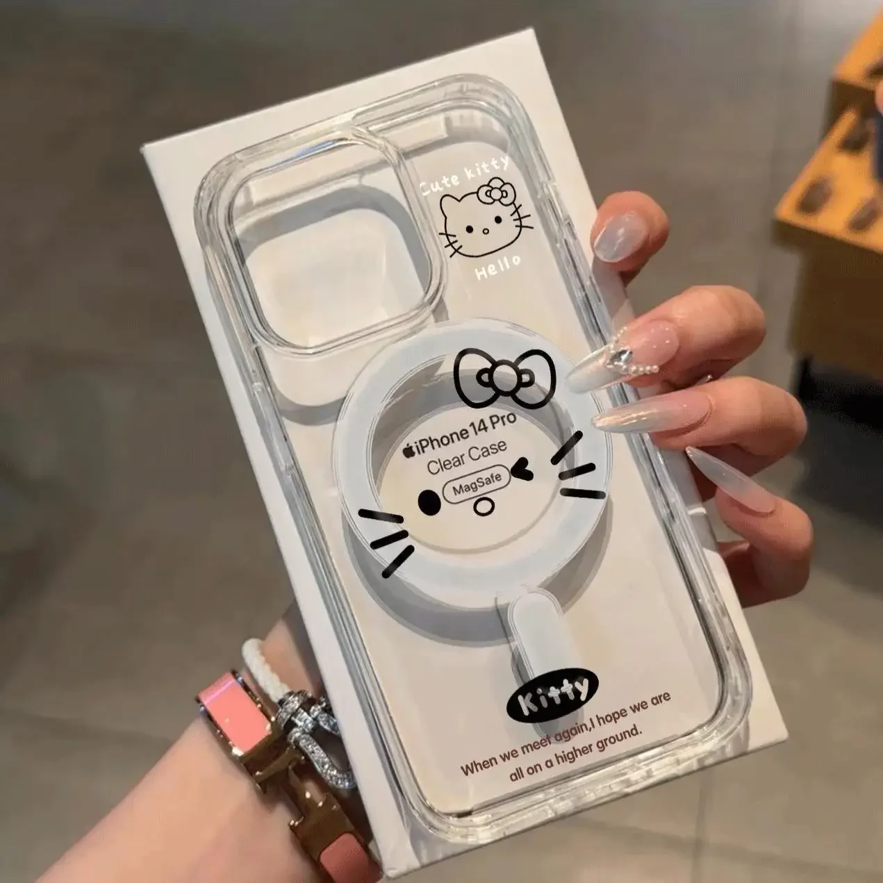 Cartoon Kitty Cat Magsafe Magnetic Phone Case for Iphone 17 Air 16 Pro Max 16E 11 12 13 14 15 Pro Max Mini Plus Cover