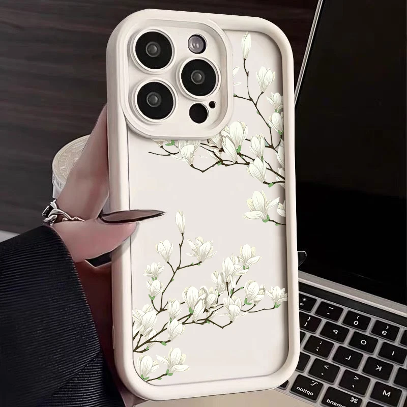 S3e429a5b1d2b4b9a9fb47ba5be320e39M.webp Magnolia Flower TPU Case For iPhone 17 16e 16 15 Pro Max 14 13 12 11 Pro Max 17 Air Shockproof Bumper Soft Silicone Phone Cover