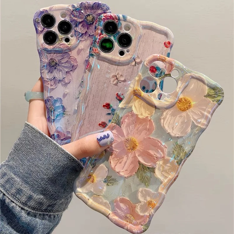 S400efe76f7244fc2ac4fb4a0eea057c4z.webp Luxury Laser Blue Light Flowers Phone Case For iPhone 17 Air 16 Pro Max 15 14 13 12 11 Plus Fashion Retro Shockproof Cover