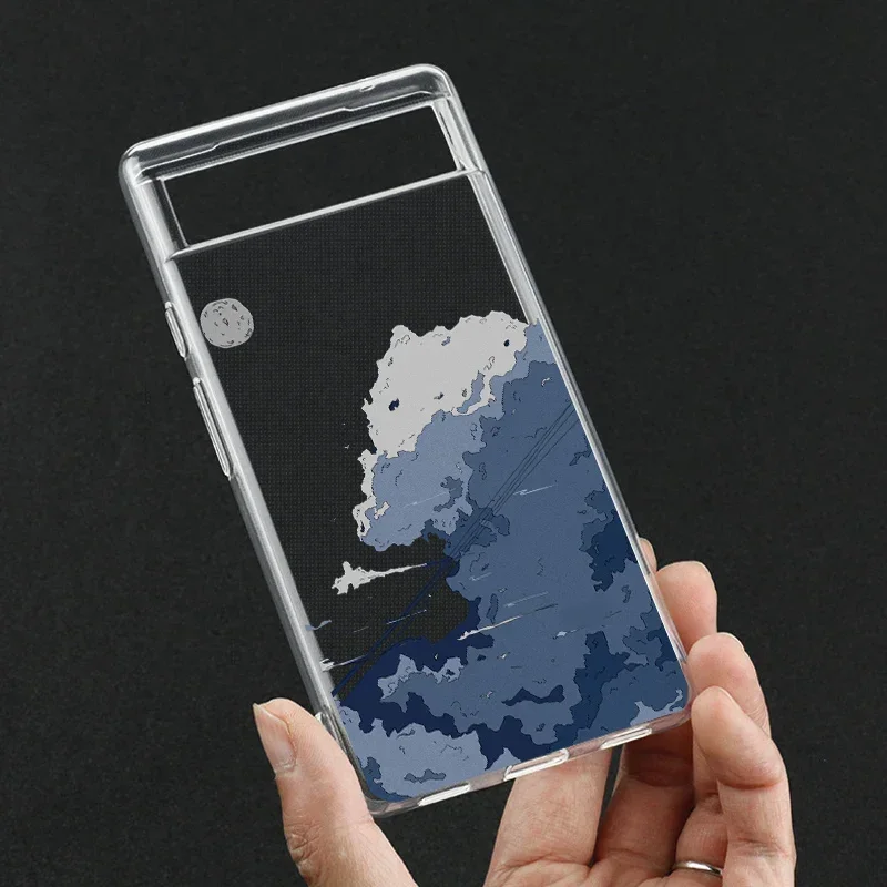 Case for Google Pixel 7a 7Pro 7 6a 6 6Pro 8A 8Pro 5G Transparent Clear Japan Anime Landscape Scenery Phone Cover Fundas Shells