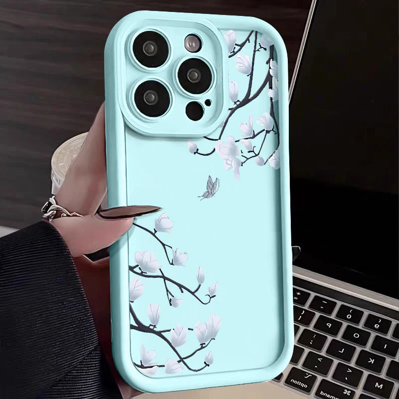 S4077045bded941b48de1194d0f1dabd5T.webp Magnolia Flower TPU Case For iPhone 17 16e 16 15 Pro Max 14 13 12 11 Pro Max 17 Air Shockproof Bumper Soft Silicone Phone Cover
