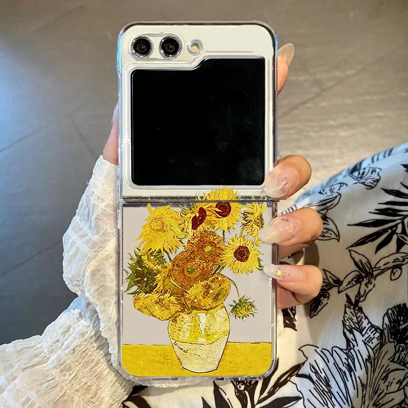 S4079253570d5422d90acd701ab5d54efB.webp Retro Great Art Van Oil Painting Phone Case For Samsung Galaxy Z Flip 6 5 Hard PC Cover For Galaxy Z Flip 5 4 7 Clear Shell