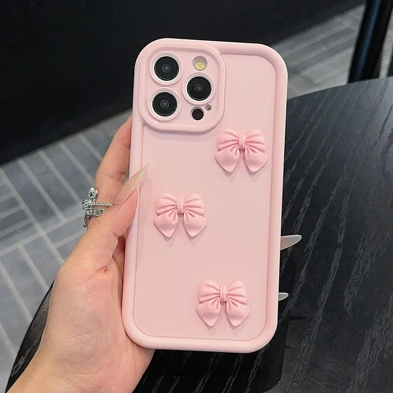 S411df24009974fe59f0711a365633a8fc.webp 3D Pink Cute Bowknot Silicone Soft Phone Case For iPhone 17 16 15 14 13 12 11 Pro Max XS XR X 7 8 Plus Shockproof Bumper Cover