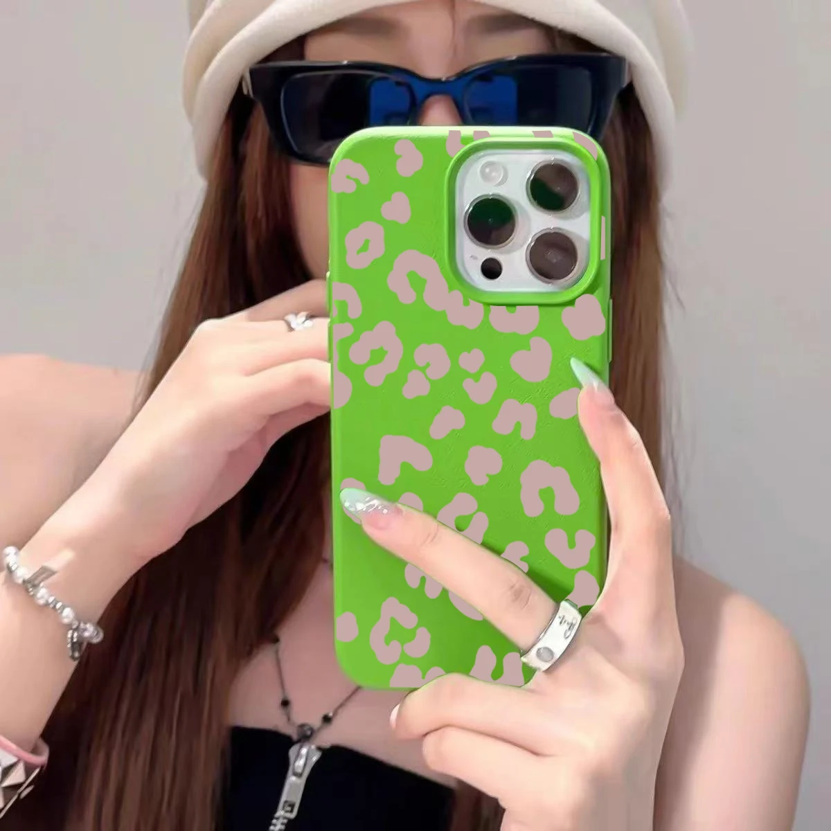 For iPhone 17 16 15 14 13 12 11 Pro Max Case Pink Leopard Print Lichee Pattern Silicone Cover For iPhone XS X XR 16 Plus Fundas