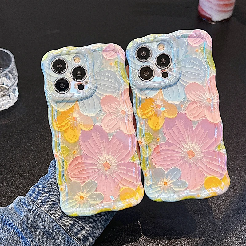S419f0940cca54edc935e3615f60c5d7ca.webp Luxury Fashion Flowers Laser Glitter Phone Case For iPhone 17 Air 16 Pro Max 15 14 13 12 11 Plus Soft Shockproof Bumper Cover