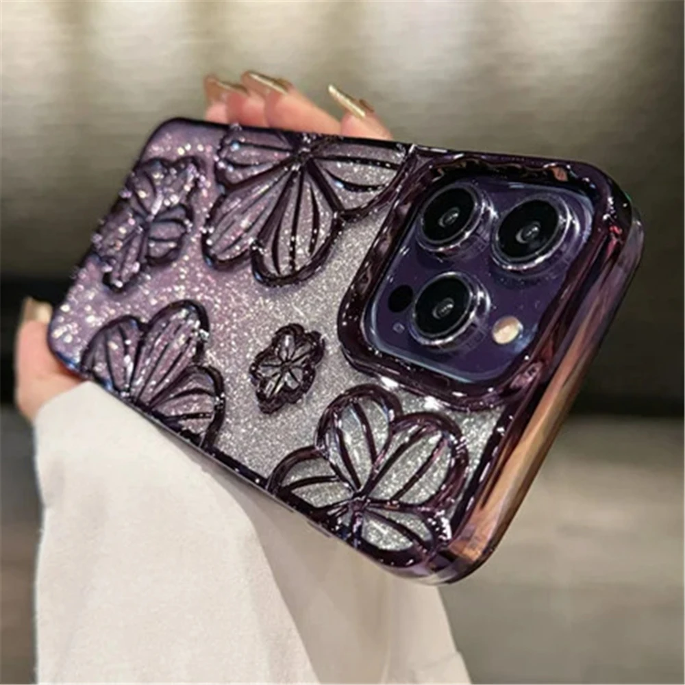 S420d6ec3ca0546428e8176b288bf64b1N.webp Plating Clear Bling Glitter Gradient Flowers Phone Case For iPhone 17 16 15 11 12 13 14 Pro Max Soft Silicone Shockproof Cover