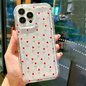 Love Heart Soft Clear Phone Case For iPhone 17 16 16e 15 14 Pro Max 11 13 Mini 12 16 Plus 17 Air Anti-fall Shockproof Cover