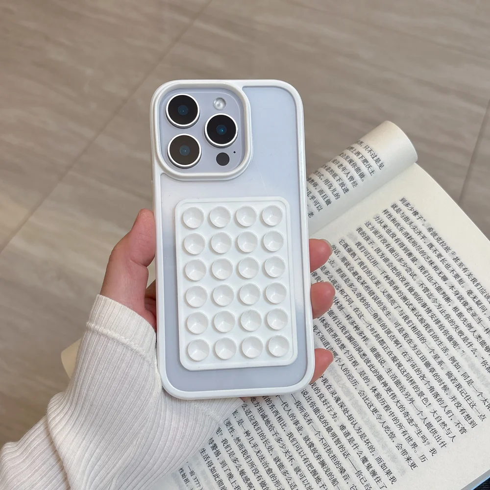 S4378311ea4c44518812954a2edd0b3dcs.webp 3D Suction Cup Airbag Phone Case For iPhone 17 16 15 14 13 12 11 Pro Max XR X XS 7 8 Plus Clear Candy Shockproof Bumper Cover