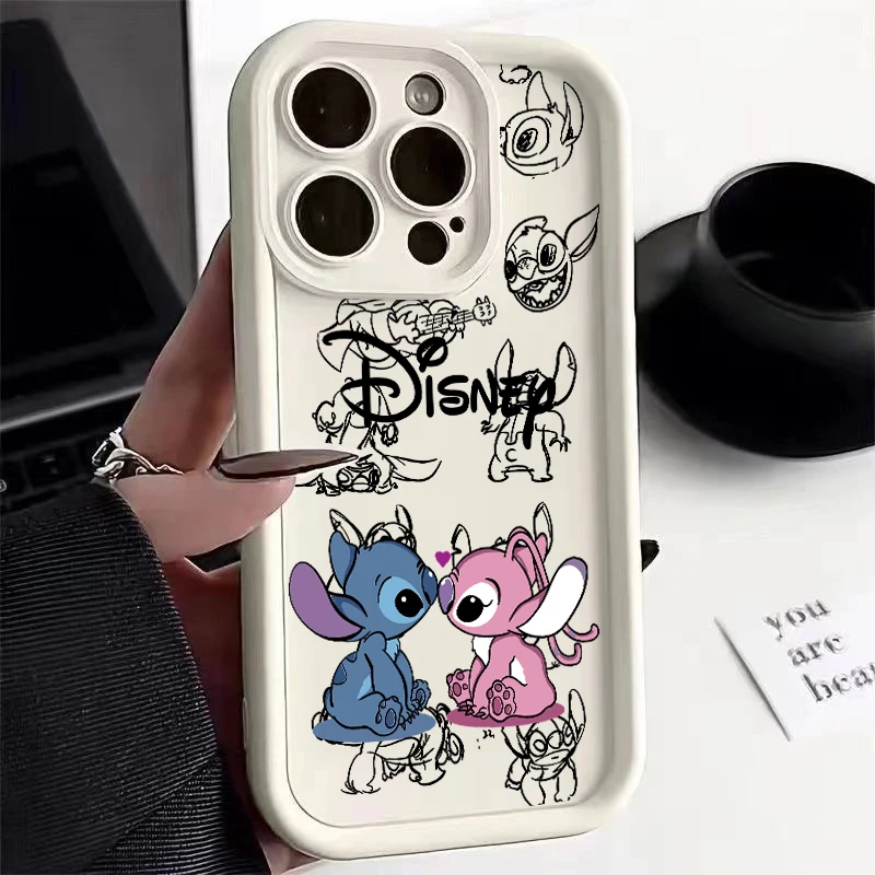 S43b001c3cc6f4df7945d2c59edbe4373G.webp Cartoon Stitch Matte Phone Case For IPhone 15 Pro Max 12 11 14 X XS XR 6 6S 7 8 Plus 13 Mini SE 2020 2022 Silicone Cover