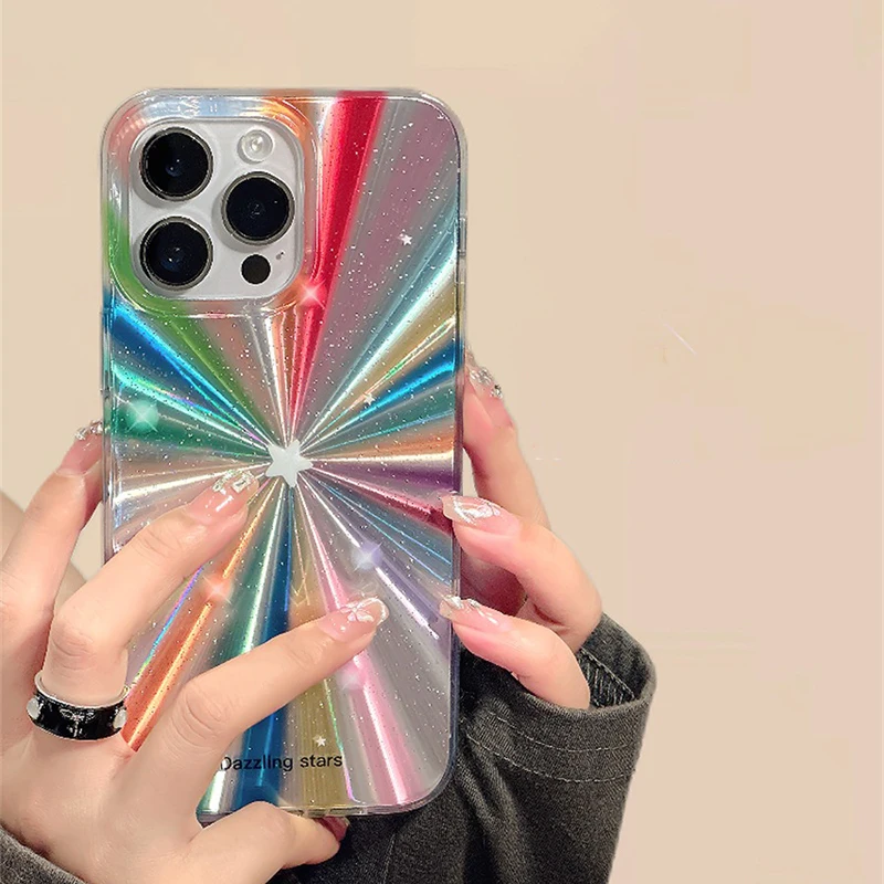 S43c5817069ac4915a746ceb953a4bd68R.webp Colorful Rainbow Stars Glitter Phone Case For iPhone 15 16 Pro Max 17 13 11 12 14 Plus IMD Silicone Shockproof Back Cover Shell