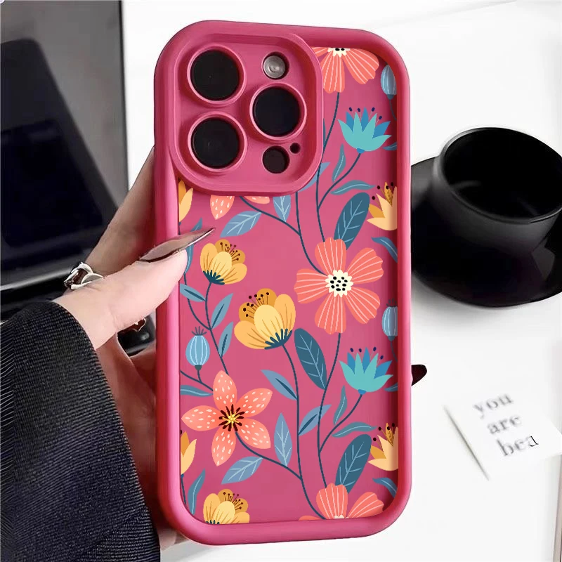 S44777cf674504d6a870e763dd5604cd4J-2.webp Colorful Flowers Silicone Case For iPhone 17 16e 15 16 Pro Max 14 13 12 11 Pro Max Air Shockproof Bumper Soft TPU Phone Cover