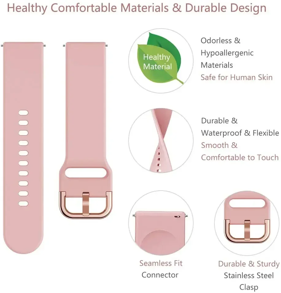 S447eeff01dda48eb83327b115c0c85be7.webp 22mm 20mm Strap for Samsung Galaxy watch 4 5 pro 45mm Gear s3 Active 2 silicone smartwatch braceletband amazfit GTS 4 2 GTR band