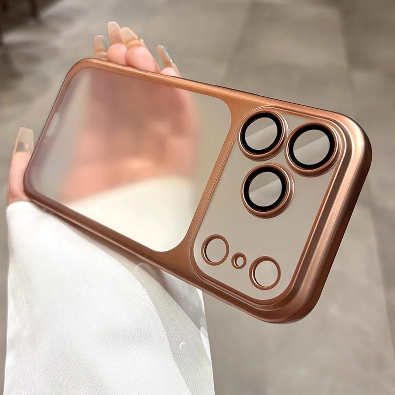 S456872e881a746efbca52277e9b3d41d7.webp Plating Frosted Translucent Thin Phone Case For iPhone 17 Pro Max 17 Pro 17 Air 17 Series Official Cosmic Orange Bumper Cover