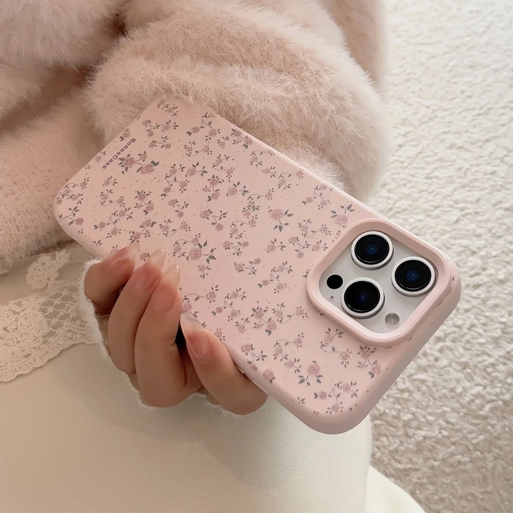 Flower Pattern Silicone Phone Case For iPhone 17 16 15 14 13 12 11 Pro Max Plus Shockproof Bumper Back Cover